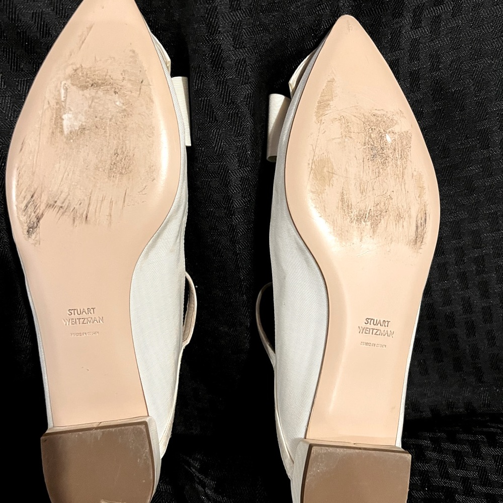 Stuart Weitzman Fabric Cream With Rhinestone Mule… - image 3